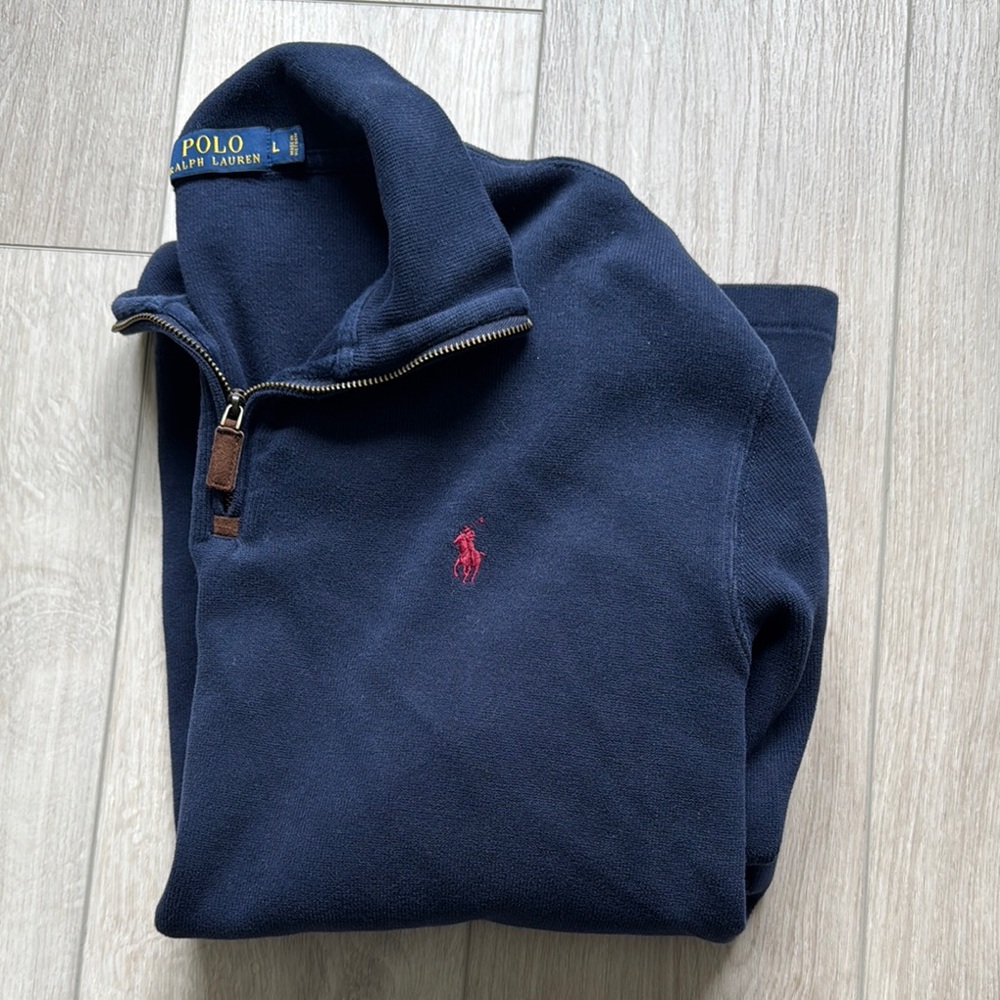 Polo by Ralph Lauren Blue and Red Zip Up Sweater